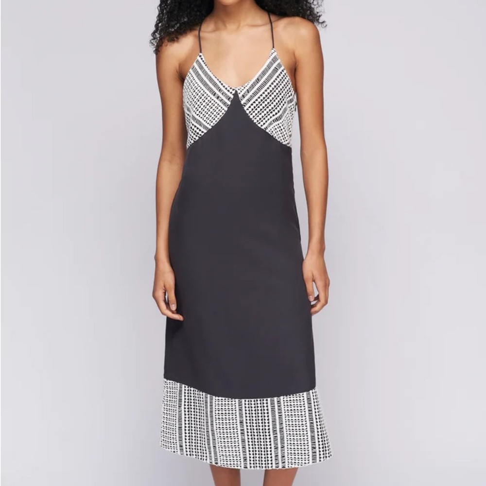 Kotn Tahia Dress in Navy and Crochet